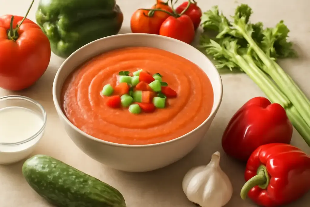 Gazpacho con ortaggi di stagione: gli accorgimenti che rendono la zuppa più cremosa senza calorie extra